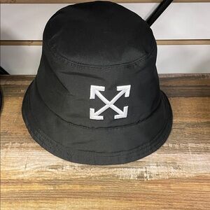 Off-White Black Bucket Hat with White Logo